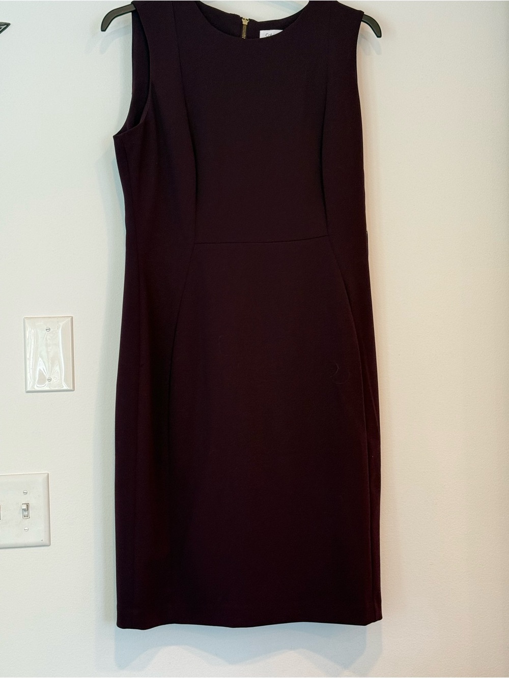 Calvin Klein Sleeveless Sheath Dress in Deep Plum